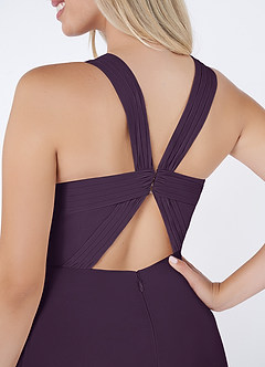 Azazie Jane Bridesmaid Dresses Plum A-Line V-Neck Pleated Chiffon Dress image5