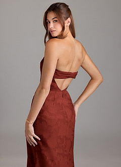 Azazie Leonis Robes de demoiselle d'honneur Robe Fourreau Convertible en Blumen-Burnout Sans bretelle Terracotta image7