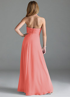 Azazie Tessie Junior Coral A-Line Pleated Chiffon Dress image2