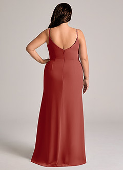 Azazie Deandra Bridesmaid Dresses Terracotta Mermaid Pleated Chiffon Dress image8