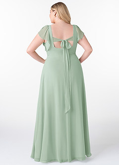 Azazie Syenna Bridesmaid Dresses Agave A-Line Ruched Chiffon Dress image7