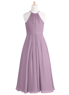 Azazie Ginger Junior Wisteria A-Line Pleated Chiffon Dress image8