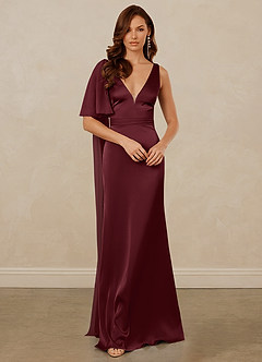 Christian Siriano Bridal for Azazie 1011 Bridesmaid Dresses Cabernet Mermaid Bow Stretch Satin Dress image3
