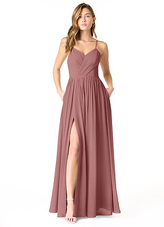 Azazie Cora Bridesmaid Dresses Desert Rose A-Line Pleated Chiffon Dress image1