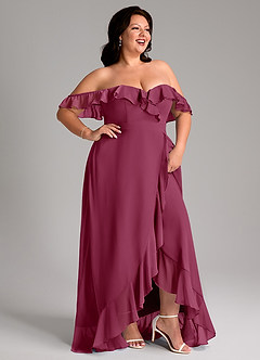 Azazie Lyra Brautjungfernkleider Wandelbar A-Linie Cabrio Chiffon Kleid Maulbeerrot image4