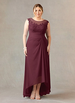 Azazie Endora Mother of the Bride Dresses Cabernet A-Line Scoop Lace Chiffon Dress image6