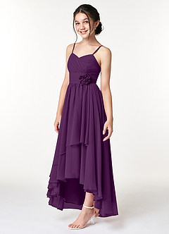 Azazie Catalina Junior Grape A-Line Ruched Chiffon Dress image3