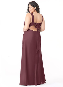 Azazie Christiana Bridesmaid Dresses Sangria A-Line V-Neck Pleated Chiffon Dress image8