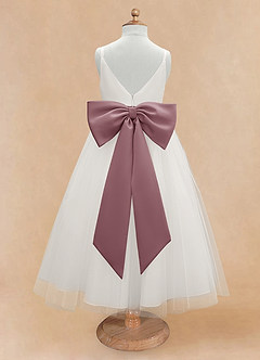 Azazie Lea Flower Girl Dresses Vintage Mauve A-Line Spaghetti Strap Tulle Dress image7