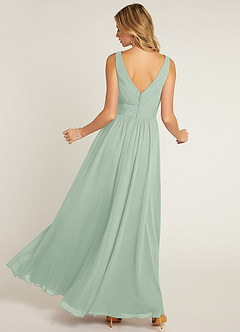 Azazie Pierrette Bridesmaid Dresses Agave A-Line Pleated Chiffon Dress image2