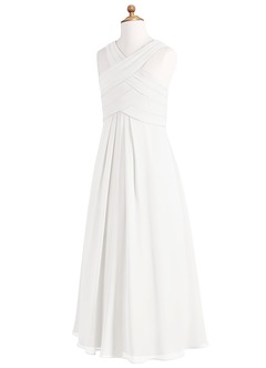 Azazie Kaleigh A-Line Pleated Chiffon Floor-Length Junior Bridesmaid Dress image8