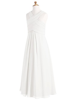 Azazie Kaleigh Junior Ivory A-Line Pleated Chiffon Dress image8