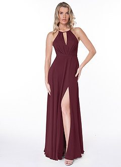 Azazie Evalleen Bridesmaid Dresses Cabernet A-Line Pleated Chiffon Dress image6