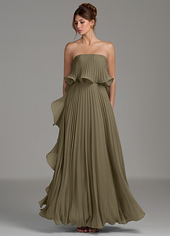 Azazie Alexia Bridesmaid Dresses Willow Green A-Line Ruched Chiffon Dress image6