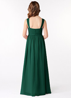 Azazie Evie Junior Emerald A-Line Pleated Chiffon Dress image3