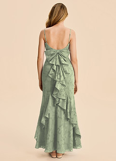 Azazie Lioren Junior Agave Mermaid Ruched Floral Burnout Dress image6