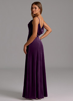Azazie Olaine Bridesmaid Dresses Grape A-Line Pleated Velvet Dress image6