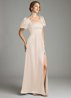 Azazie Fyona Bridesmaid Dresses White Alabaster A-Line Pleated Stretch Satin Dress image5