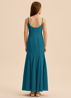 Azazie Evey Junior Vestido de Azul Tinta de Gasa de Corte Sirena con Plisado image2