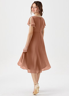 Azazie Graciela Junior Bronzer A-Line Pleated Chiffon Dress image6
