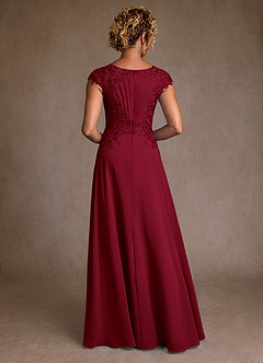 Azazie Christi Mother of the Bride Dresses Burgundy A-Line Lace Chiffon Dress image2