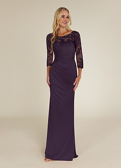 Azazie Alisondra Mother of the Bride Dresses Plum Sheath Scoop Lace Lace Dress image1