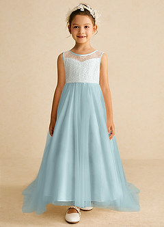 Azazie Tay Flower Girl Dresses Mist A-Line Sequins Tulle Dress image1