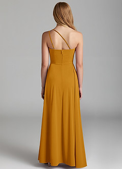 Azazie Maron Junior Butterscotch A-Line Pleated Stretch Satin Dress image4