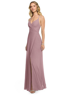 Azazie Davis Bridesmaid Dresses Dusty Rose A-Line V-Neck Chiffon Dress image3