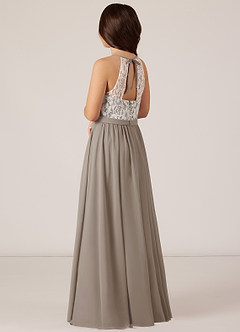 Azazie Fahari A-Line Lace Chiffon Floor-Length Junior Bridesmaid Dress image4
