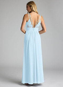 Azazie Maren Allure Bridesmaid Dresses Sky Blue A-Line V-Neck Lace Chiffon Dress image5