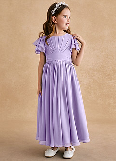 Azazie Ali Final Sale Agave A-Line Pleated Chiffon Dress image4