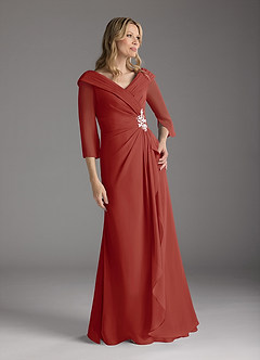 Azazie Jaycee Mother of the Bride Dresses Terracotta A-Line Chiffon Dress image1