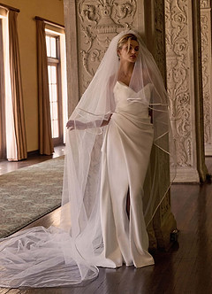 Azazie Kalise At-home Try On Dresses Diamond White Mermaid Strapless Double Faced Satin Dress image3