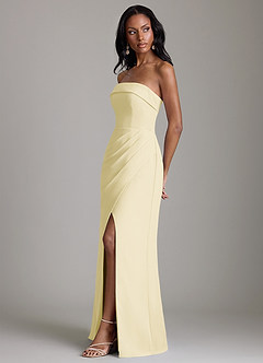 Azazie Aretha Bridesmaid Dresses Lemon Sorbet A-Line Strapless Chiffon Dress image6