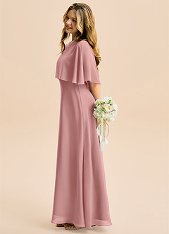 Azazie Maris Junior Abito A-Line in Chiffon Rosa Polverosa image3