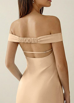 Gwendonme Champagne Satin Crystal Linen Prom Dress image6