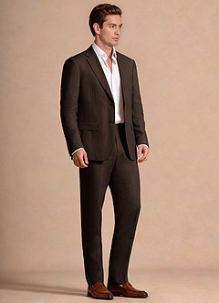front Wesley Marron Foncé Costume en lin mélangé