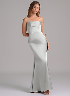 Azazie Miley 신부 들러리 드레스 인어 오프 더 숄더 스트레치 새틴 바닥 길이 드레스 image8