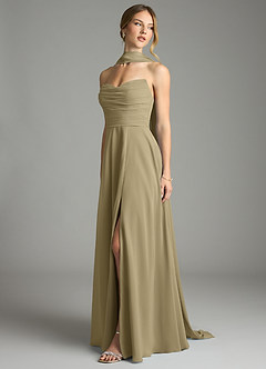 Azazie Ayla Abiti da Damigella Abito A-Line in Chiffon Scollo a Cuore Verde Muschio image10