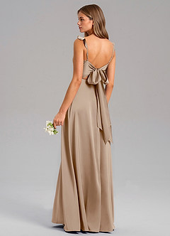 Azazie Everett Bridesmaid Dresses Taupe A-Line Stretch Satin Dress image6