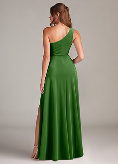 Azazie Brooke Brautjungfernkleider A-Linie One-Shoulder Samt Kleid Efeu image5