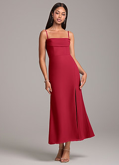 Azazie Saige Bridesmaid Dresses Scarlet Sheath Off the Shoulder Chiffon Convertible Dress image7