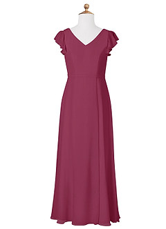 Azazie Claudine Junior Mulberry A-Line Pleated Chiffon Dress image5