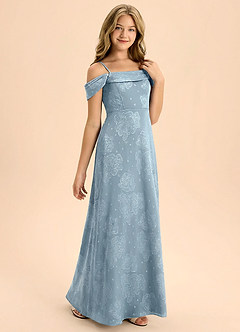 Azazie Anselie Junior Formal Klä av A-Line i Blommig Utbrändhet Av axeln image3