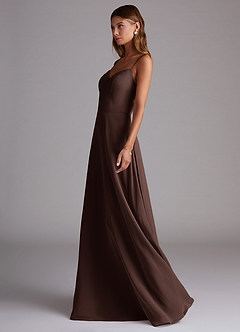 Azazie Marley Brautjungfernkleider Wandelbar A-Linie Schulterfrei Chiffon Kleid Ganache image6