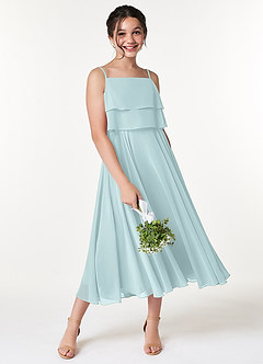 Azazie Ensley Junior Mist A-Line Pleated Chiffon Dress image5