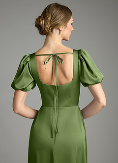 Azazie Fyona Bridesmaid Dresses Juniper A-Line Pleated Stretch Satin Dress image2