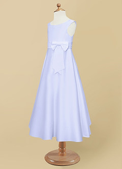 Azazie Lindy Flower Girl Dresses Lavender A-Line Pleated Matte Satin Dress image12