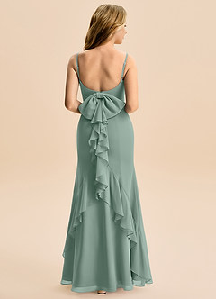 Azazie Lioren Junior Silver Sage Mermaid Bow Chiffon Dress image3